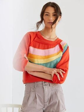 Daily Practice by Anthropologie Spirited Rainbow Pullover